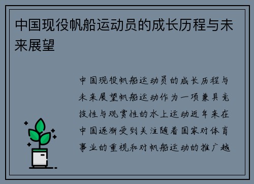 中国现役帆船运动员的成长历程与未来展望
